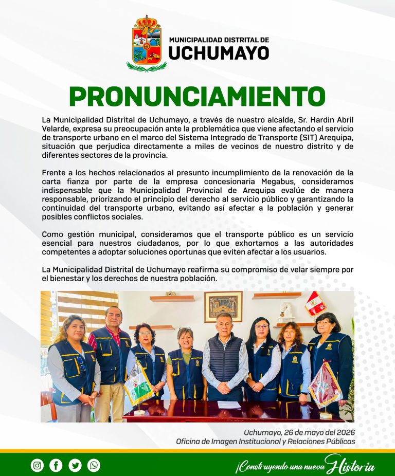 A la opinión pública y vecinos de Uchumayo